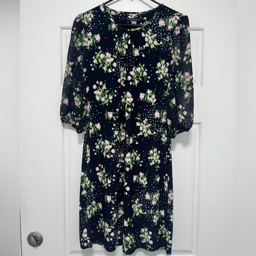 Tommy Hilfiger Navy Floral Long Sleeve Dress